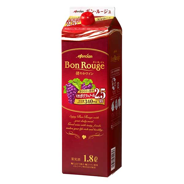 ボン ルージュ ボックス 赤 [紙パック] 1.8L 1800ml × 6本[ケース販売][メルシャン 日本 神奈川県 赤ワイン フルボディ 422374]ギフト プレゼント 贈り物 お祝い 内祝い お返し 誕生日プレゼント 父の日 敬老の日
