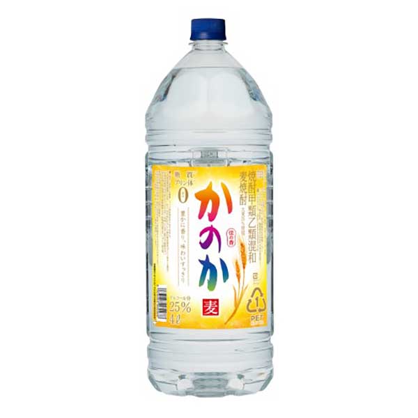 爆買い！】 麦焼酎 かのか 25度 PET 4L 4000ml × 4本 ケース販売 アサヒビール 日本 麦焼酎甲類 48370 fucoa.cl