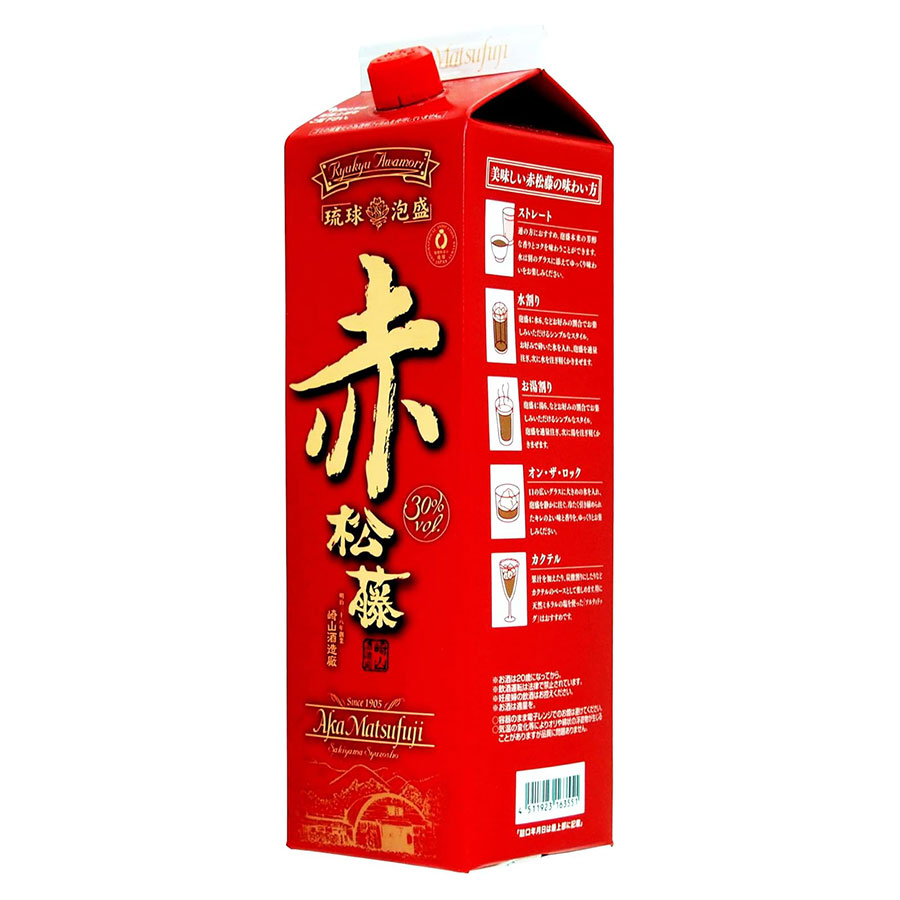 松藤 赤の松藤 30度 [パック] 1.8L 1800ml &times; 12本[2ケース販売] 送料無料(本州のみ) [松藤 泡盛 焼酎 日本 沖縄]ギフト プレゼント 贈り物 お祝い 内祝い お返し 誕生日プレゼント 父の日 敬老の日｜ハードリカー　店
