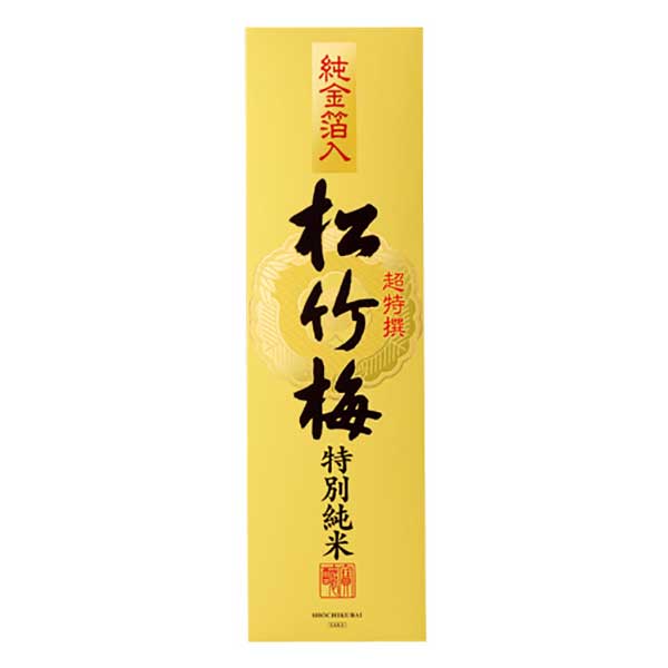 超特撰 松竹梅 特別純米 純金箔入 KR-M 15度 [箱付] [瓶] 1.8L 1800ml &times; 6本 [ケース販売]送料無料(本州のみ)[宝酒造 日本 京都府]【ギフト不可】ギフト プレゼント 贈り物 お祝い 内祝い お返し 誕生日プレゼント 父の日 敬老の日｜ハードリカー　店