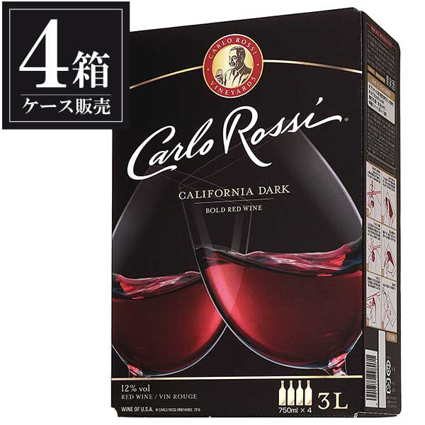 カルロ ロッシ ダーク 3L 3000ml &times; 4本 [ケース販売] 送料無料(本州のみ) バッグ イン ボックス ワイン[サントリー アメリカ カリフォルニア フルボディ 赤ワイン]ギフト プレゼント 贈り物 お祝い 内祝い お返し 誕生日プレゼント 父の日 敬老の日｜ハードリカー　店