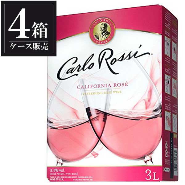 カルロ ロッシ ロゼ ロゼワイン 3L 3000ml &times; 4本 [ケース販売] バッグ イン ボックス ワイン ロゼ [サントリー アメリカ カリフォルニア 甘口 ロゼワイン]ギフト プレゼント 贈り物 お祝い 内祝い お返し 誕生日プレゼント 父の日 敬老の日｜ハードリカー　店