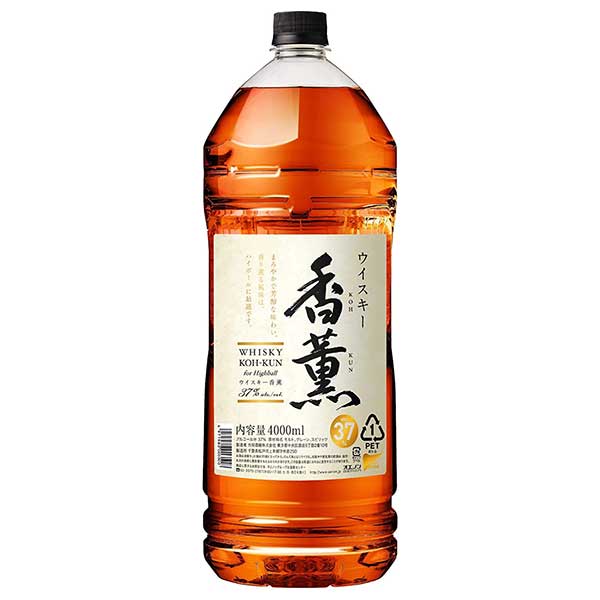 合同 ウイスキー 香薫 37度 [PET] 4L 4000ml × 4本[ケース販売]送料無料(本州のみ)[合同酒精 オノエン ウイスキー 日本 104922]ギフト プレゼント 贈り物 お祝い 内祝い お返し 誕生日プレゼント 父の日 敬老の日