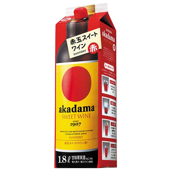 赤玉スイートワイン 赤 14度 [紙パック] 1.8L 1800ml x 6本[ケース販売] 送料無料(本州のみ) [サントリー 日本 甘味果実酒 AN18]ギフト プレゼント 贈り物 お祝い 内祝い お返し 誕生日プレゼント 父の日 敬老の日