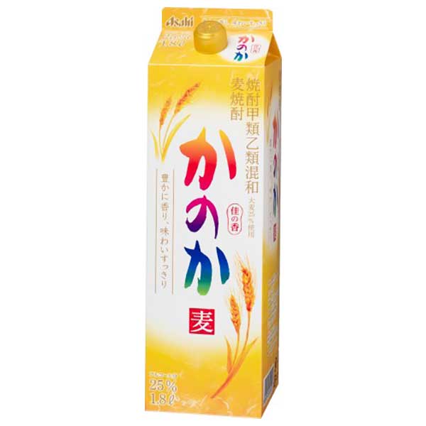 麦焼酎 かのか 25度 [紙パック] 1.8L 1800ml × 6本[ケース販売][アサヒビール 日本 麦焼酎 むぎ焼酎 甲類乙類混和 48372]ギフト プレゼント 贈り物 お祝い 内祝い お返し 誕生日プレゼント 父の日 敬老の日