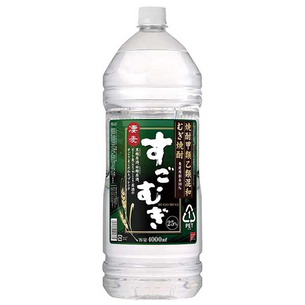 合同 すごむぎ 25度 [PET] 4L 4000ml &times; 4本[ケース販売][合同酒精 オノエン 麦焼酎 むぎ焼酎 焼酎甲類乙類混和 日本 160068]ギフト プレゼント 贈り物 お祝い 内祝い お返し 誕生日プレゼント 父の日 敬老の日｜ハードリカー2号店　店