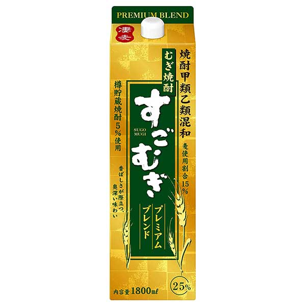 合同 すごむぎ プレミアムブレンド 25度 [パック] 1.8L 1800ml × 6本[ケース販売][合同酒精 オノエン 麦焼酎 むぎ焼酎 焼酎甲類乙類混和 日本 141114]ギフト プレゼント 贈り物 お祝い 内祝い お返し 誕生日プレゼント 父の日 敬老の日 6,306円