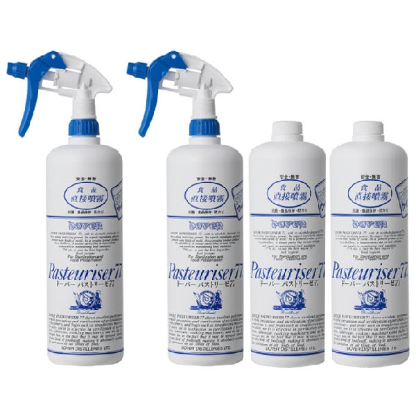 ドーバー パストリーゼ77 ヘッド付 1000ml × 2本 + 詰替 1L 1000ml × 2本[セット販売] 送料無料(本州のみ) [沖縄お届け不可] アルコール消毒液 防菌 消臭 ウィルス 掃除 除菌 抗菌 アルコールスプレー pasteuriser77 [ドーバー洋酒] 対応 当日発送