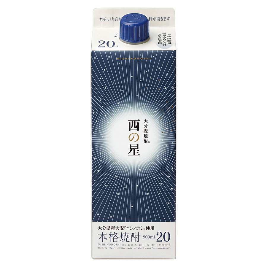 西の星 スリム 20度 [紙パック] 900ml x 6本[ケース販売] 送料無料(本州のみ) [三和酒類 麦焼酎 むぎ焼酎 乙類 いいちこ 日本 大分県]ギフト プレゼント 贈り物 お祝い 内祝い お返し 誕生日プレゼント 父の日 敬老の日