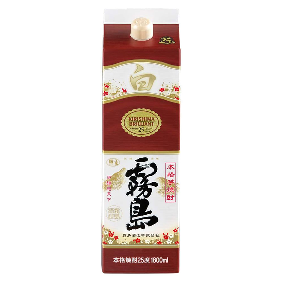 白霧島 芋 25度 [パック] 1.8L 1800ml x 6本[ケース販売][霧島酒造 芋焼酎 いも焼酎 日本 宮崎県]｜ハードリカー2号店　店