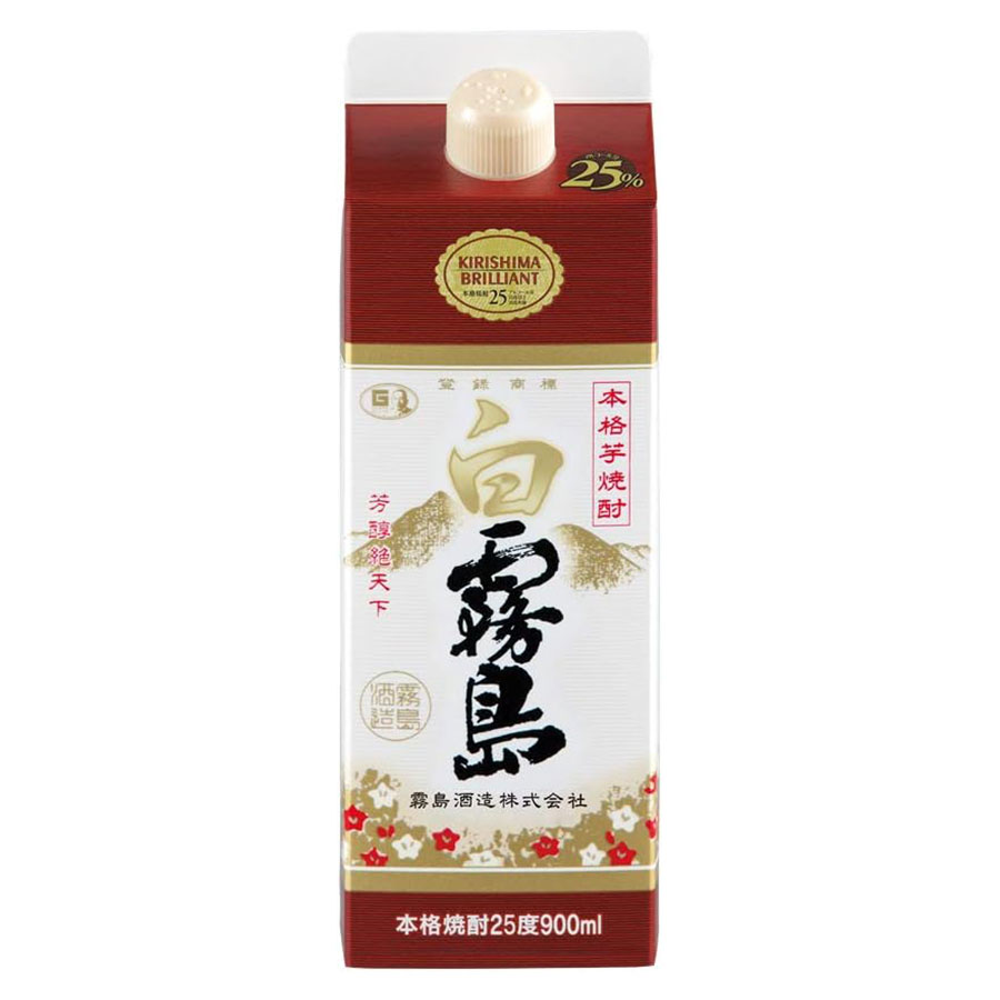 白霧島 芋 25度 [パック] 900ml x 6本[ケース販売][霧島酒造 芋焼酎 いも焼酎 日本 宮崎県]