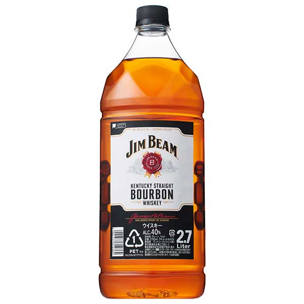 ジムビーム 40度 正規品 [PET] 2.7L 2700ml &times; 6本[ケース販売] 送料無料(本州のみ)[ウイスキー バーボン Jim Beam White アメリカ サントリー]ギフト プレゼント 贈り物 お祝い 内祝い お返し 誕生日プレゼント 父の日 敬老の日｜ハードリカー2号店　店