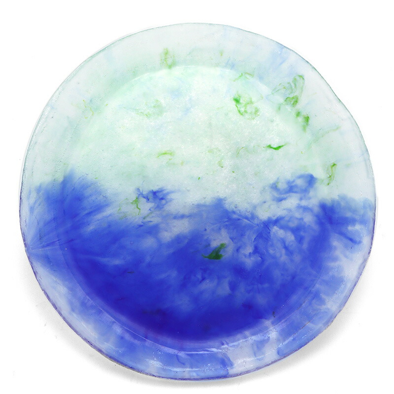 骨董　時代ガラス　作家物　青のガラス　泡ガラス　大泉恵　小鉢　デザート皿2客 骨董 時代ガラス 作家物 青のガラス 泡ガラス 大泉恵 小鉢 デザート皿2