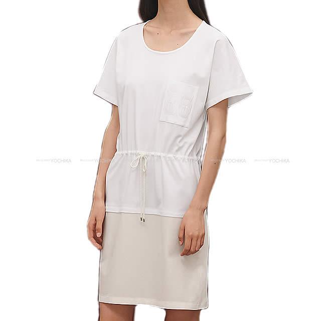 2019年春夏 HERMES エルメス Tシャツ ポケット付 刺繍 白 (ホワイト) コットン100% #38 920519D09038 ワンピース 新品未使用(2019SS HERMES Embroidered pocket Blanc (White) Cotton100% 38 920519D09038 One‐piece dress[EXCELLENT][Authentic])【対応】#yochika｜YOCHIKA 京都下鴨店