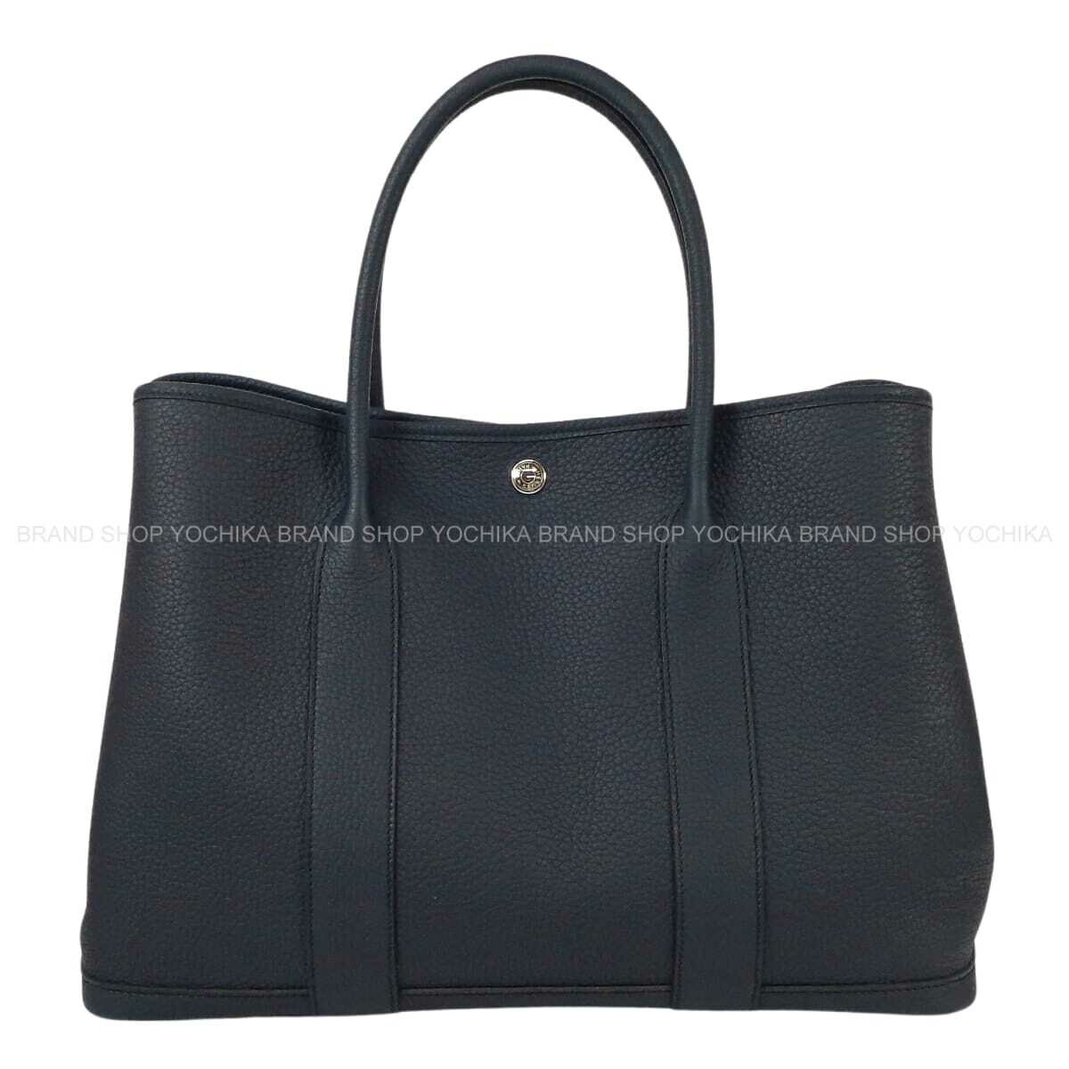 HERMES エルメス 庭園寄り合い 36 PM オールなめし革 ブルーインディゴ ネゴンダ しろがね色金具 トートバッグ Y目じるし 新品未当て嵌める(HERMES Garden Party 36 PM All Leather Blue Indigo Veau Negonda Silver HW tote bag[EXCELLENT][Authentic])
