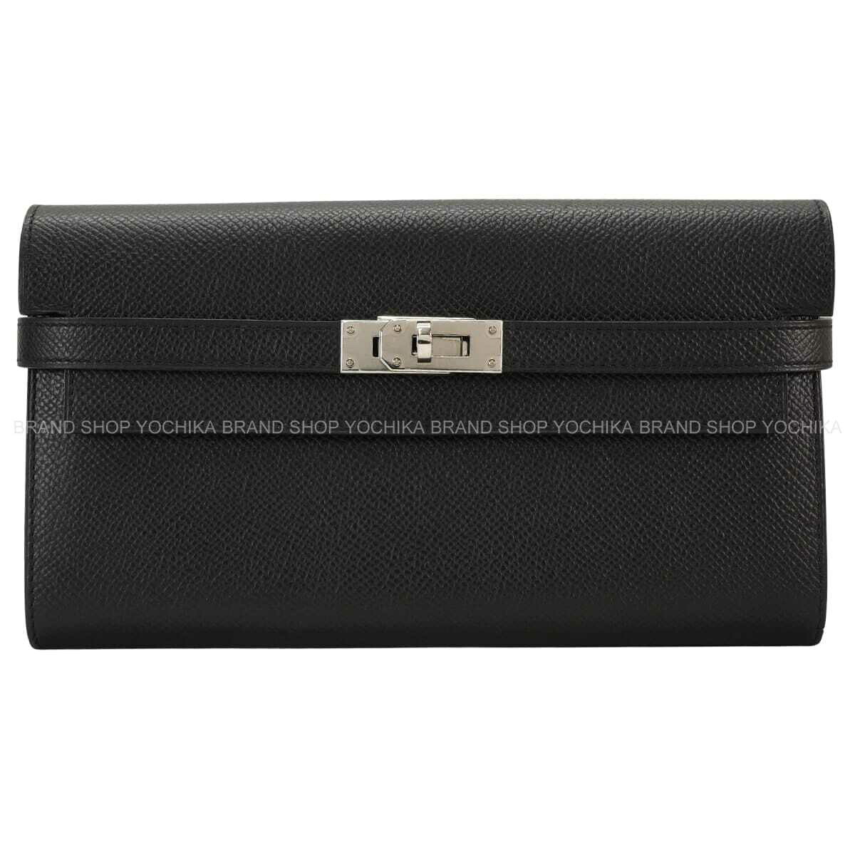 HERMES エルメス ケリーウォレット ロング 古典派音楽 黒 (黒いこと) エプソン しろがね色金具 長金入れ C目じるし 新品未当て嵌める(HERMES Kelly Wallet long Classic Noir (Black) Veau Epsom Silver HW long wallet[EXCELLENT][Authentic])