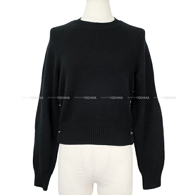 2024年秋冬 CHANEL シャネル 編み物 折りかえし鍵を掛ける ココマークボタン 黒 (黒いこと) カシミール/ポリウレタン/ナイロン #34 しろがね色金具 P77871 プルオーバー 新品未当て嵌める(2024AW Knit turn lock COCO Mark Button Black Cashmere/Polyurethane/Nylon Silver HW P77871 Sweater)