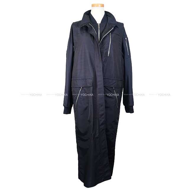HERMES エルメス レディース ロング 2Way ツイン仕掛ける 米国海軍 #36 5E0117DLBLOUSON 上衣 新品未当て嵌める(HERMES Ladies Long 2Way Twinset Navy 5E0117DLBLOUSON Blouson[EXCELLENT][Authentic])