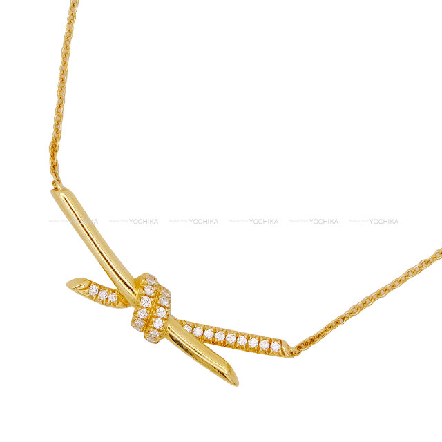 [新品]新作46,7万ティファニーノットダイヤモンドペンダントスモールゴールド ティファニー ノット ネックレス ダイヤモンド イエローゴールド