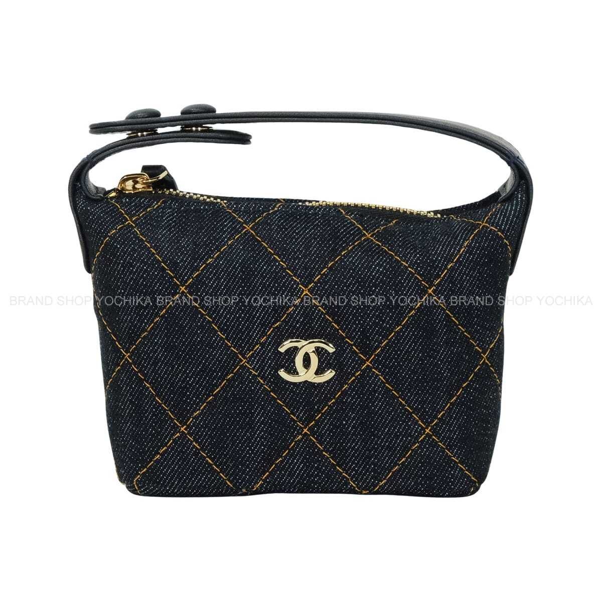 2026年春夏 CHANEL シャネル マイクロ御徒面子 ミニ マトラッセ 古典派音楽 ココマーク 暗然たる青碧/オレンジ色 ジーンズ 三鞭酒ゴールド金具 合切袋 新品(2026SS CHANEL Micro Bag Mini Matelasse Classic COCO Mark Dark Blue/Orange Denim Champagne Gold HW Pouch)
