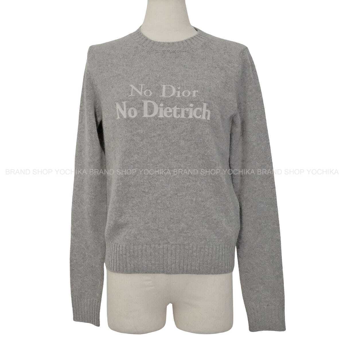2026春夏 Dior クリスチャンディオール プルオーバー No Dior, No Dietrich 刺しゅう 薄墨色 カシミール #36 624S57A0E48 編み物 新品(2026 Spring/Summer Dior Sweater No Dior, No Dietrich Embroidery Grey Cashmere 624S57A0E48 Knit[BRAND NEW][Authentic])