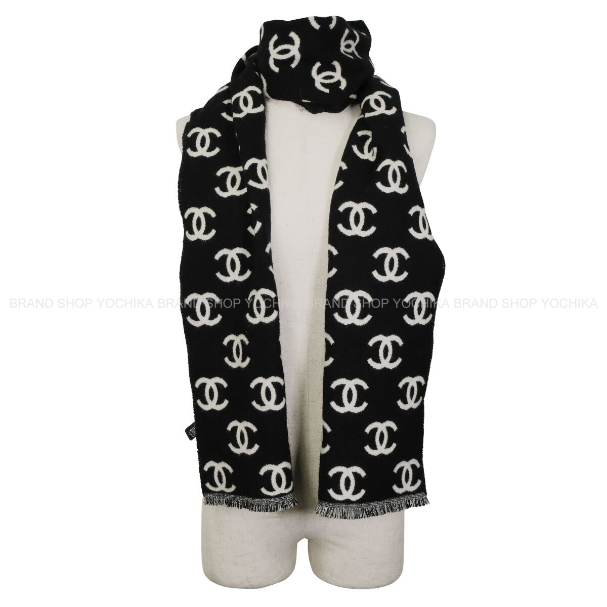 CHANEL シャネル リヴァーシブル ココマーク 黒 (黒いこと)/白 (白いこと) 羊毛/カシミール AA7067 袈裟 新品(CHANEL Reversible COCO Mark Noir (Black)/Blanc (White) Wool/Cashmere AA7067 Stall[BRAND NEW][Authentic])