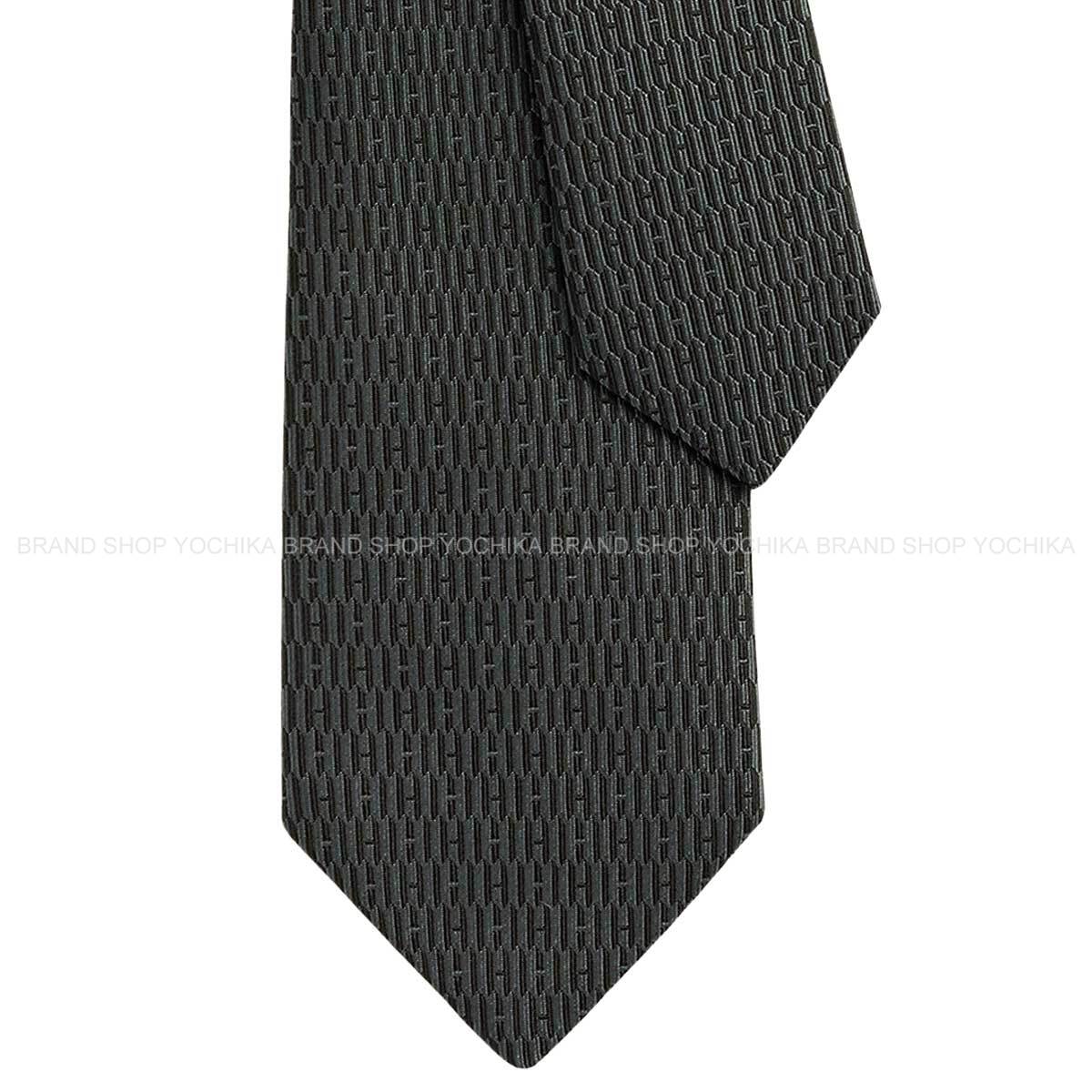 HERMES エルメス Ｈゴシック 黒 (黒いこと)/アントラシト 地絹100％ H339252T 01 タイ 新品(HERMES H Gothique Noir (Black)Anthracite Silk100% H339252T 01 tie[BRAND NEW][Authentic])