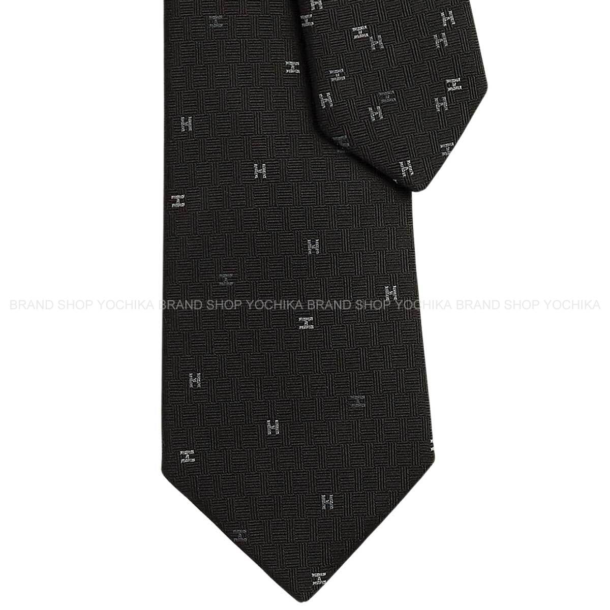 HERMES エルメス ペイストＨ 黒 (黒いこと)/アントラシト/差し油 地絹100％ H339418T 01 タイ 新品(HERMES Spread H Noir (Black)/Anthracite/Gris Silk100% H339418T 01 tie[BRAND NEW][Authentic])