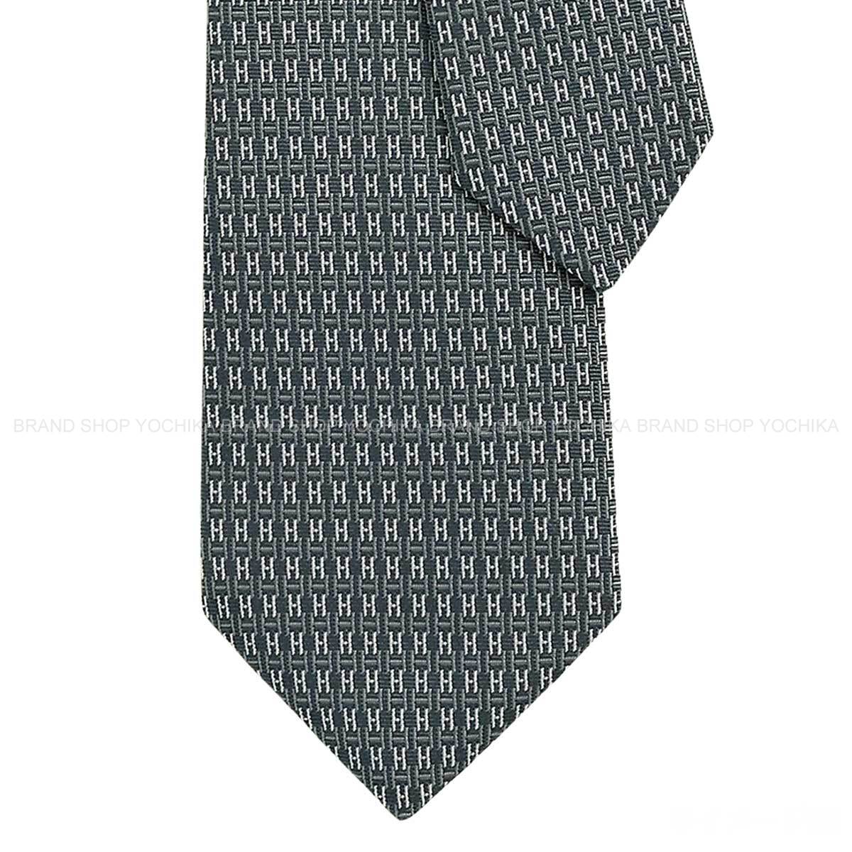 HERMES エルメス アンジップ アントラシト/差し油/白 (白いこと) 地絹100％ H339239T 01 タイ 新品(HERMES Unzip Anthracite/Gris/Blanc (White) Silk100% H339239T 01 tie[BRAND NEW][Authentic])