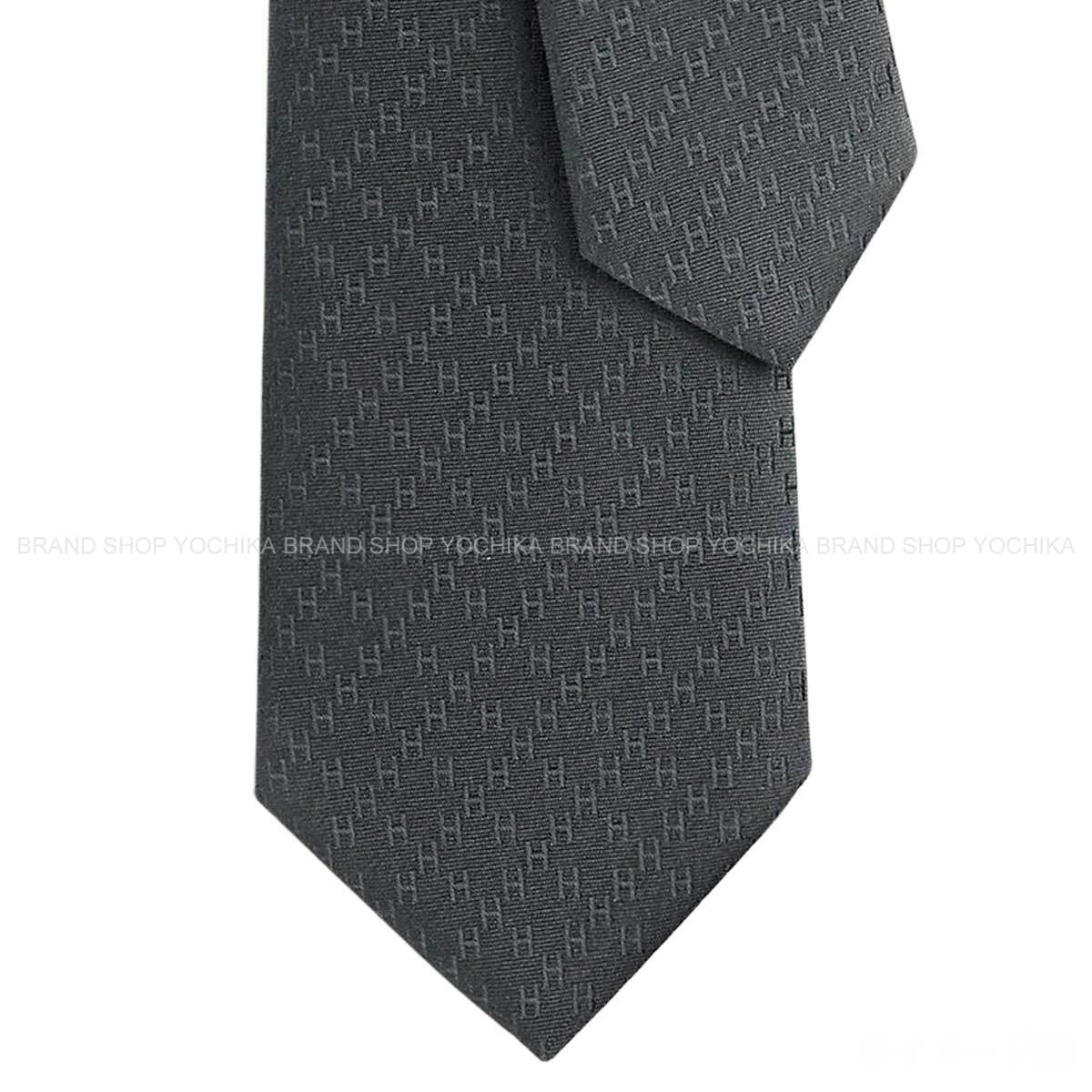 HERMES エルメス ニューファソネH グリスフォンセ 地絹100％ H036233T 21 タイ 新品(HERMES New Faconnee H Gris Fonce Silk100% H036233T 21 tie[BRAND NEW][Authentic])