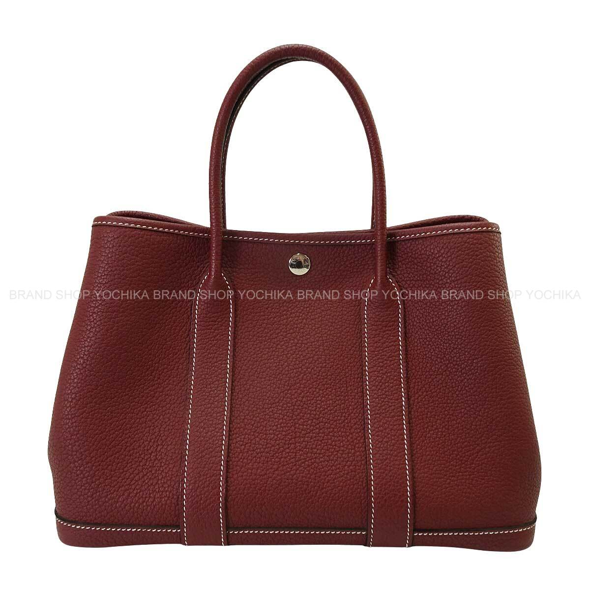 HERMES エルメス 庭園寄り合い 30 TPM 白編み目 ルージュアッシュ ネゴンダ しろがね色金具 トートバッグ U目じるし 新品負けず劣らず【中古】([Pre-loved] HERMES Garden Party 30 TPM White stitch Rouge H Veau Negonda Silver HW tote bag[LIKE NEW][Authentic])