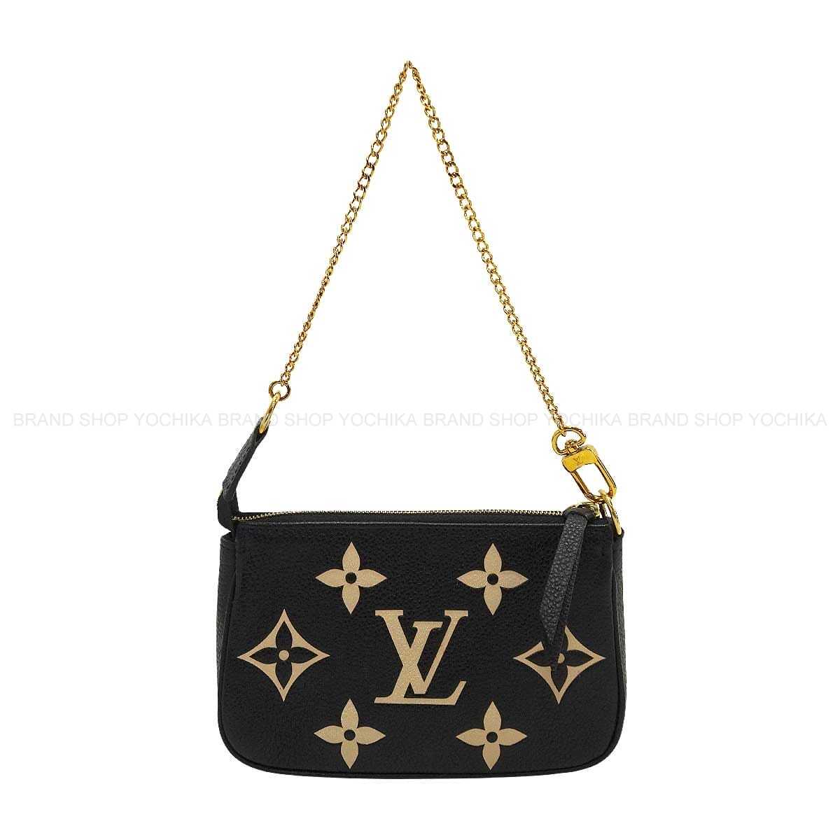 LOUIS VUITTON ルイ・ヴィトン ミニポシェット アクセソワール 黒/ベージュ モノグラムアンプラント ゴールド金具 M80732 合切袋 新品未当て嵌める(LOUIS VUITTON Mini Pochette Accessoires Noir (Black)/Beige Monogram Empreinte Gold HW M80732 Pouch[EXCELLENT][Authentic])