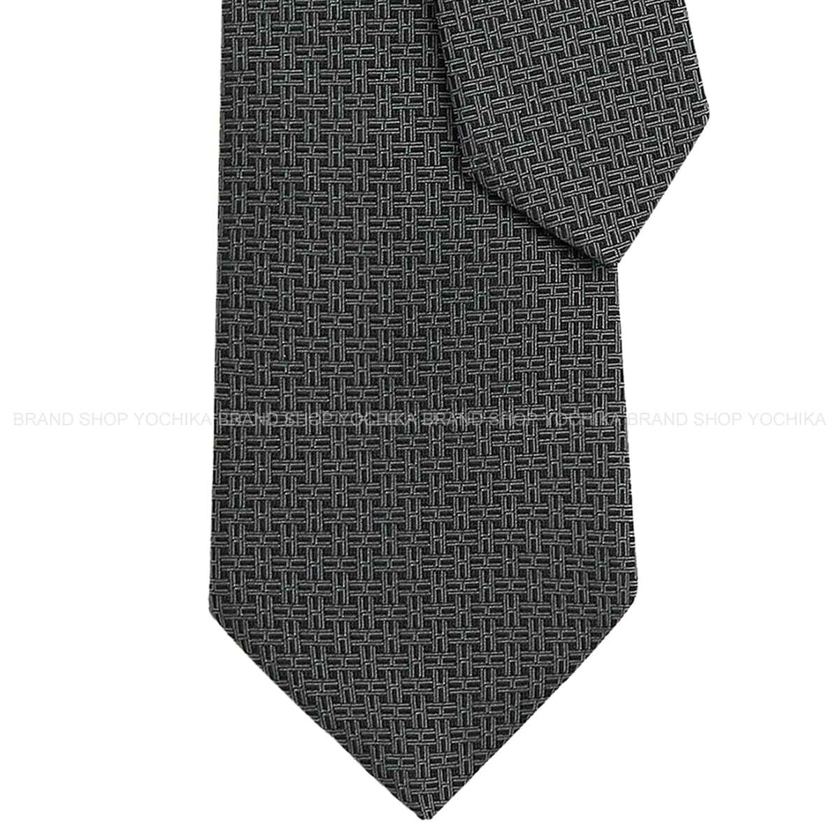 HERMES エルメス パンスH 黒 (黒いこと)/薄墨色 地絹100％ H339423T 02 タイ 新品(HERMES Pince H Noir (Black)/Grey Silk100% H339423T 02 tie[BRAND NEW][Authentic])