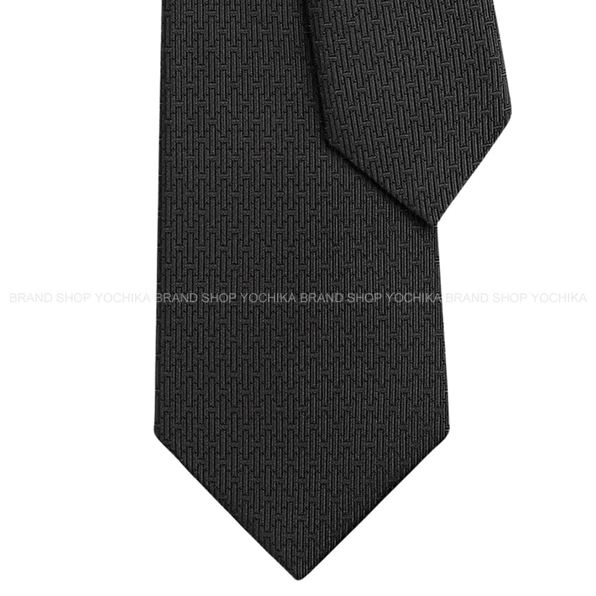 HERMES エルメス Ｈコクシネル 黒 (黒いこと) 地絹100％ H339447T 02 タイ 新品(HERMES H Coccinelle Noir (Black) Silk100% H339447T 02 tie[BRAND NEW][Authentic])