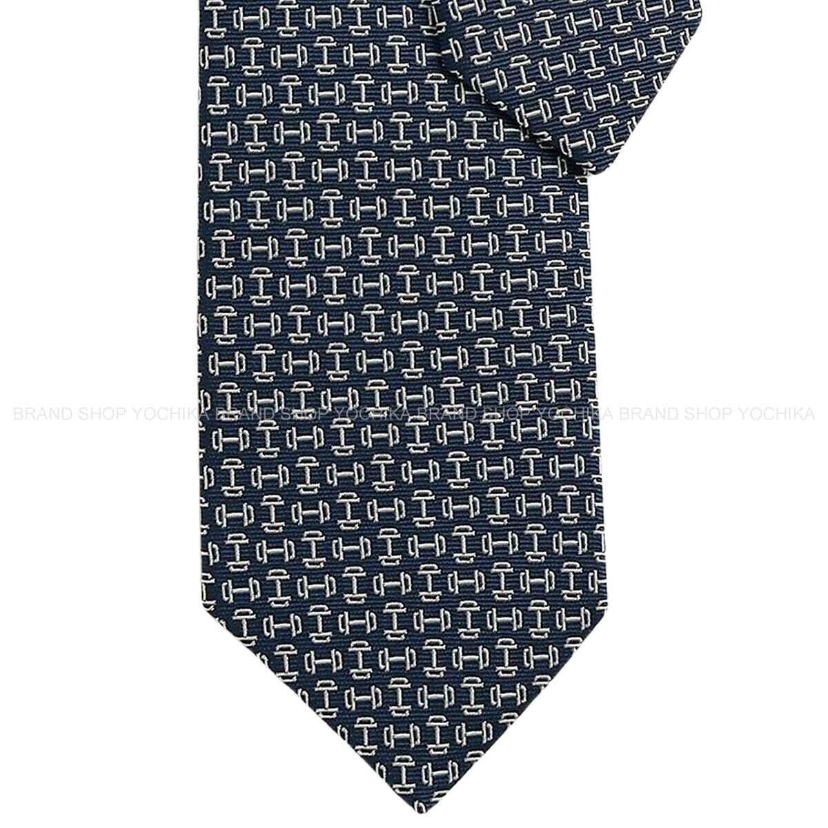 HERMES エルメス モールアルテール 米国海兵隊員/白 (白いこと) 地絹100％ H339417T 01 タイ 新品(HERMES Mors Haltere Marine/Blanc (White) Silk100% H339417T 01 tie[BRAND NEW][Authentic])