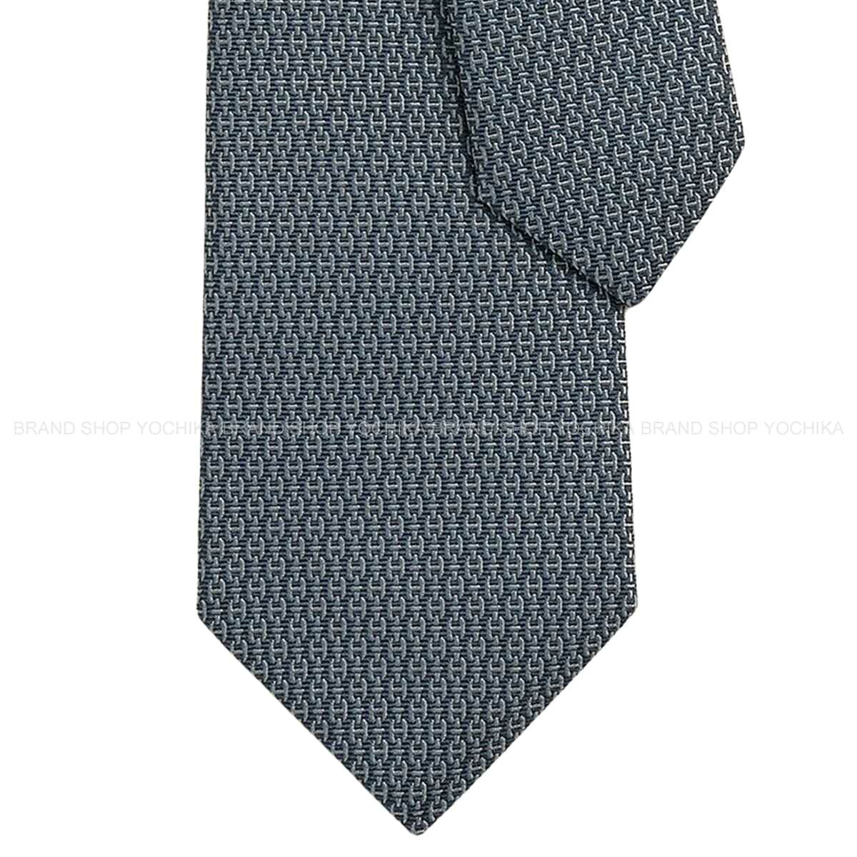 HERMES エルメス マイヨンクラブ アントラシト/薄墨色 地絹100％ H339238T 01 タイ 新品(HERMES Maillon Club Anthracite/Gray Silk100% H339238T 01 tie[BRAND NEW][Authentic])