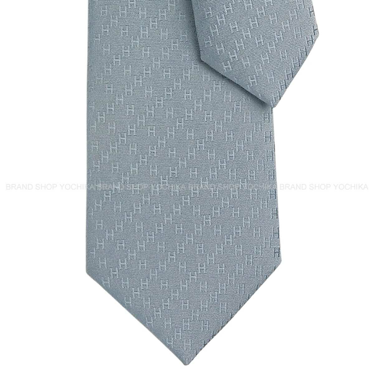 HERMES エルメス ファソネ ニューＨ グリグラシエ 地絹100％ H036233T J9 タイ 新品(HERMES Faconnee  New H Gris Glacier Silk100% H036233T J9 tie[BRAND NEW][Authentic])
