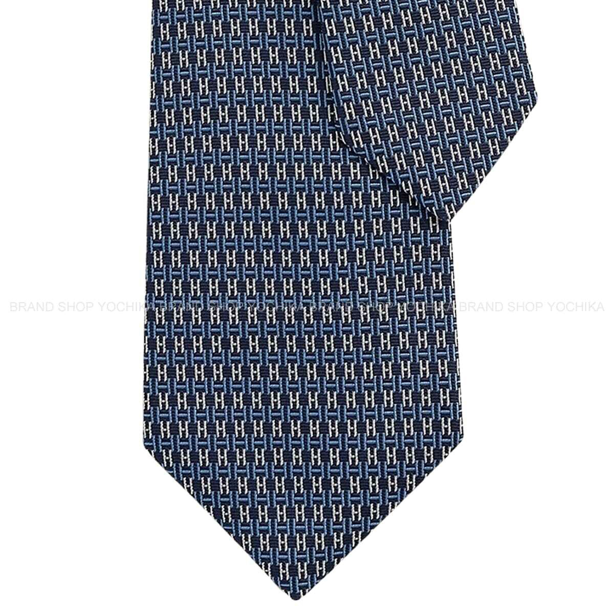 HERMES エルメス アンジップ 米国海兵隊員/アズュール/白 地絹100％ H339239T 02 タイ 新品(HERMES Unzip MarineAzzurro/White Silk100% H339239T 02 tie[BRAND NEW][Authentic])