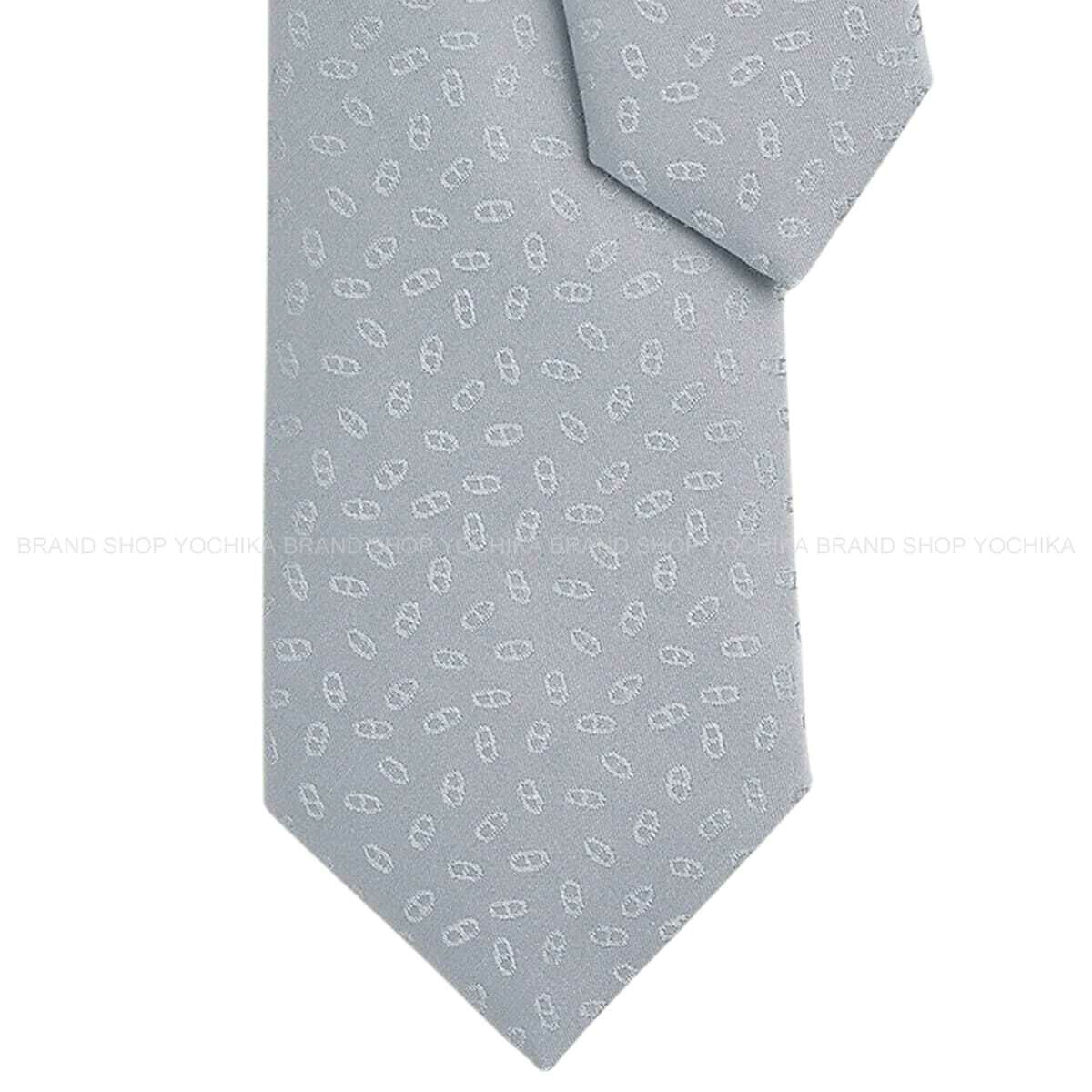 HERMES エルメス Hアレアトワール グリグラシエ 地絹100％ H036386 04 タイ 新品(HERMES H Aleatoire Gris Glacier Silk100% H036386 04 tie[BRAND NEW][Authentic])