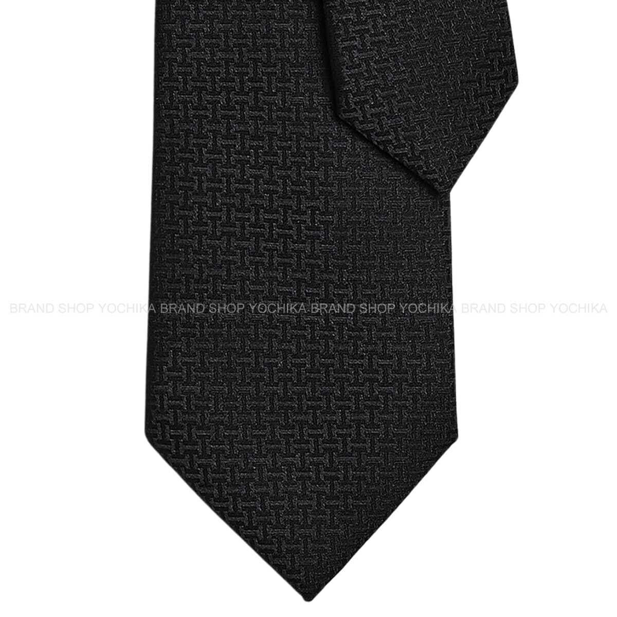 HERMES エルメス アップサイドダウン 黒 (黒いこと) 地絹100％ H036253T 01 タイ 新品(HERMES Upside Down Noir (Black) Silk100% H036253T 01 tie[BRAND NEW][Authentic])