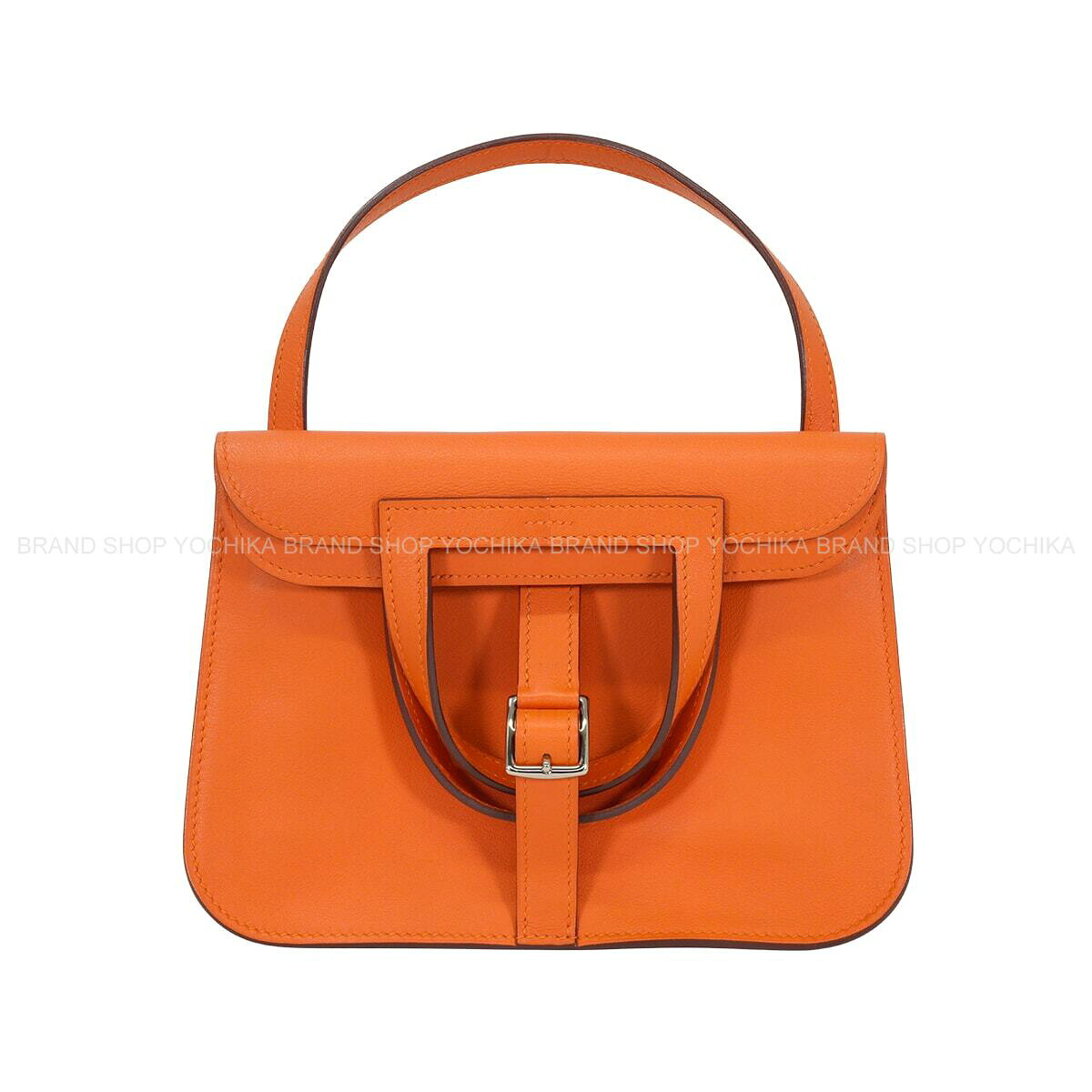 HERMES エルメス アルザン ミニ オレンジ色 スイフト しろがね色金具 ショルダーバッグ A目じるし 新品負けず劣らず【中古】([Pre-loved] HERMES Halzan mini Orange Veau Swift Silver HW Shoulder bag[LIKE NEW][Authentic])