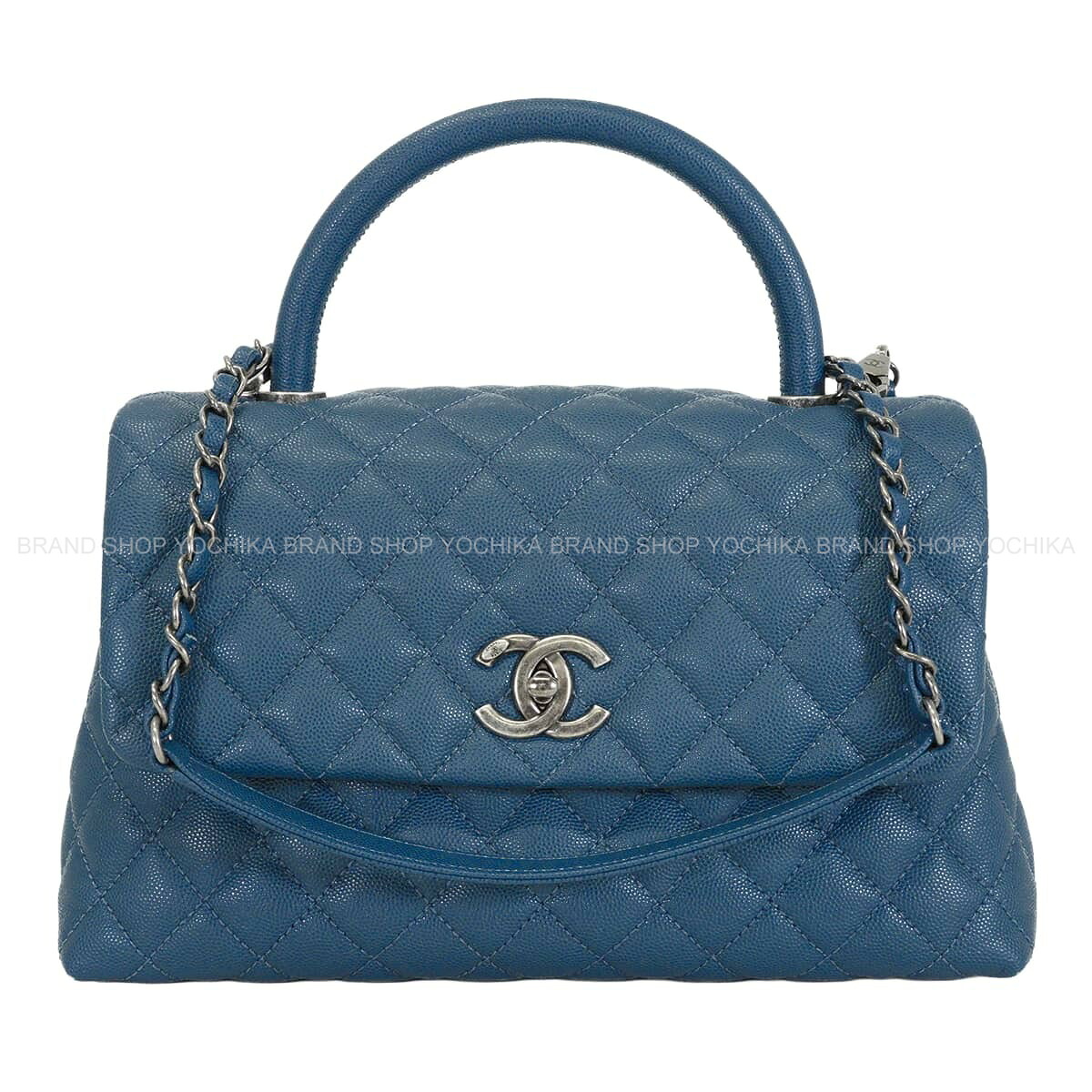 CHANEL シャネル マトラッセ ココハンドル 29 ラージ トップハンドル フラップ バッグ ネイビー キャビアスキン アンティークシルバー金具 A92991 ハンドバッグ 新品同様【中古】(Top Handle Flap Matelasse Coco Handle 29 Navy Caviarskin Antique Silver HW Handbag)|YOCHIKA 京都下鴨店