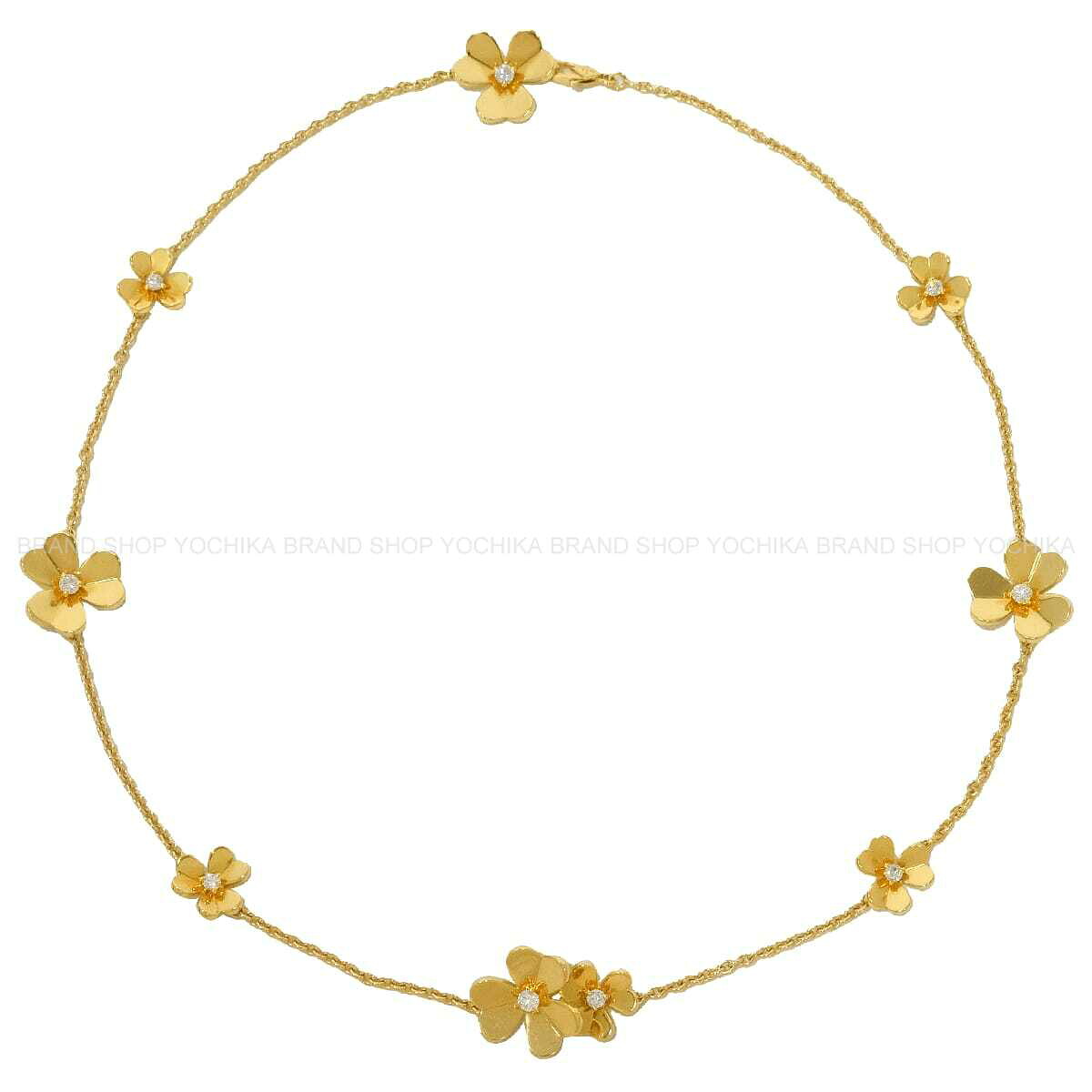 Van Cleef & Arpels ヴァンクリーフ＆アーペル フリヴォル 9フラワー ゴールド K18イエローゴールド/ダイヤモンド VCARD31500 ネックレス 新品同様【中古】([Pre-loved] Van Cleef & Arpels Frivole 9 flowers Gold K18YG/Diamond VCARD31500 necklace)｜ブランドショップ よちか