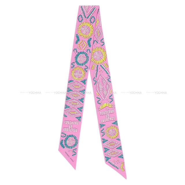 ④美品　エルメス ツイリー スカーフ HERMES シルク　ローズ　ピンク エルメスツイリー 旧タグ ピンク レディース シルク100