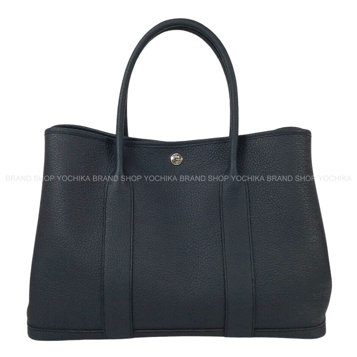 HERMES エルメス 庭園寄り合い 36 PM オールなめし革 ブルーインディゴ ネゴンダ しろがね色金具 トートバッグ Y目じるし 新品未当て嵌める(HERMES Garden Party 36 PM All Leather Blue Indigo Veau Negonda Silver HW tote bag[EXCELLENT][Authentic])