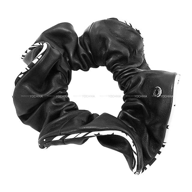 エルメス シュシュ クラウディア 黒 ノワール レザー ジグザグ