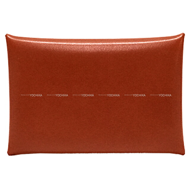 HERMES エルメス カルヴィ ブリック ボックスカーフ しろがね色金具 歌留多入れもの B目じるし 新品未当てはめる(HERMES Calvi Brique Box Calf Silver HW card holder[EXCELLENT][Authentic])