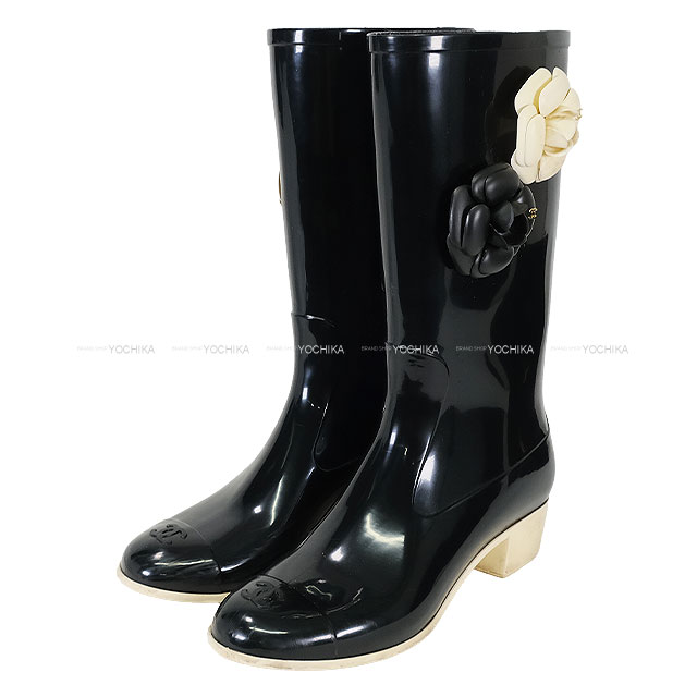 【雨の日も主役】CHANEL ココマーク ショート レインブーツ 黒 2023秋冬新作 CHANEL シャネル ブーツ レディース ショート
