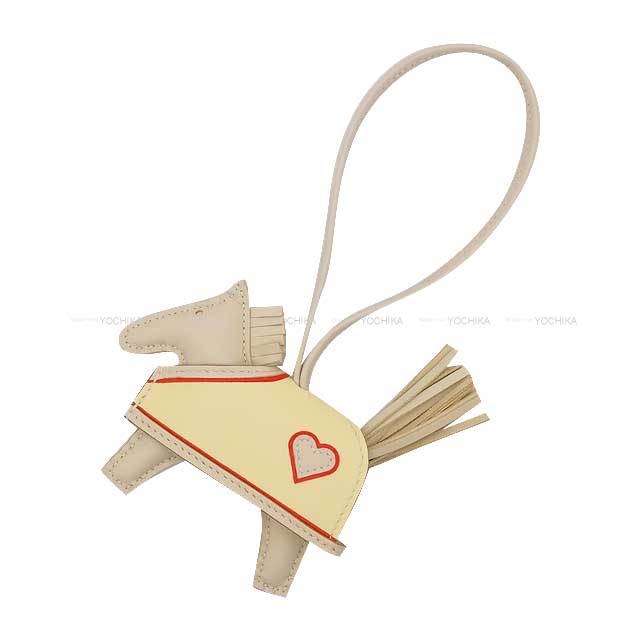 HERMES エルメス ロデオ ロベオ クール PM クレ/ジョーヌミルトン/ルージュラデュ アニョーミロ(ラム) バッグチャーム K刻印 新品(HERMES Rodeo Robeo Coeur PM Craie/Jaune Milton/Rouge Radieux Agneau Milo bag charm[BRAND NEW][Authentic])｜ブランドショップ よちか