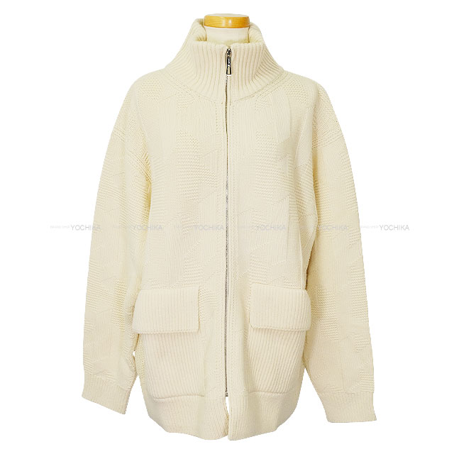 2024年 HERMES エルメス レディース ポケット付 ジップアップ ジャケット エクリュ ウール100% #42 4E2226D3 ブルゾン 新品未使用(2024 HERMES Women's zip-up jacket with pockets Ecru Wool100% 4E2226D3 Blouson[EXCELLENT][Authentic])｜ブランドショップ よちか